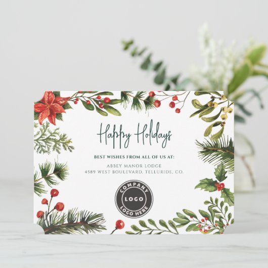 ビジネスのロゴのクリスマス社員の手配 シーズンカード (スタンド正面)