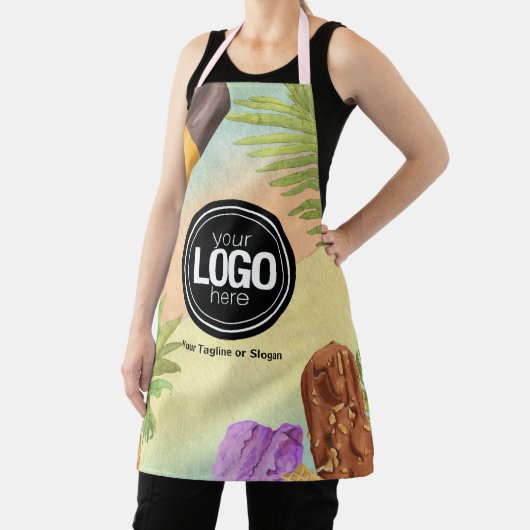 ビジネスのロゴの水の色のアイスクリームをパーソナライズ エプロン (インサイチュ)