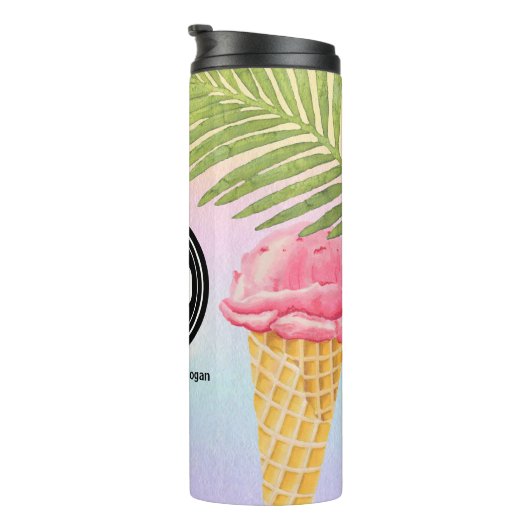 ビジネスのロゴの水の色のアイスクリームをパーソナライズ タンブラー (回転右)