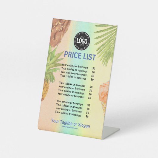 ビジネスのロゴの水の色のアイスクリームをパーソナライズ 台座サイン (正面)