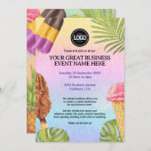 ビジネスのロゴの水の色のアイスクリームをパーソナライズ 招待状 (正面/裏面)