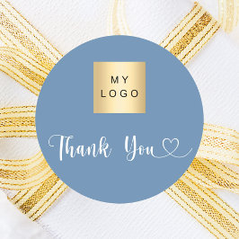 ビジネスのロゴはダスティ感謝していブブルー ラウンドシール