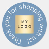 ビジネスのロゴはダスティ感謝していブブルー ラウンドシール (正面)