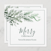 ビジネスのロゴを追加カスタムユニークGreenery Christmas シーズンカード (正面/裏面)