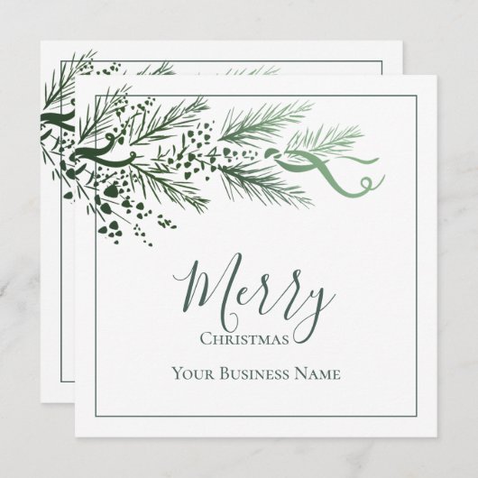 ビジネスのロゴを追加カスタムユニークGreenery Christmas シーズンカード (正面/裏面)