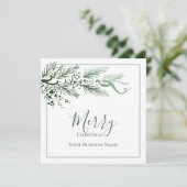 ビジネスのロゴを追加カスタムユニークGreenery Christmas シーズンカード (スタンド正面)