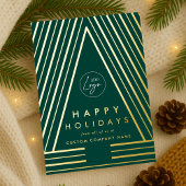 ビジネスのロゴグリーンと金ゴールド幾何学的クリスマス 箔シーズンカード