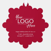 ビジネスのロゴパインツリーメリークリスマス オーナメントカード (裏面)