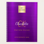 ビジネスのロゴパープル金ゴールドモノグラムグラマラス2025 プランナー手帳 (正面)