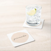 ビジネスのロゴピンクのブラシストローク スクエアペーパーコースター (インサイチュ)