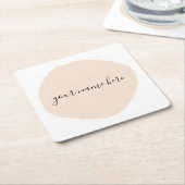 ビジネスのロゴピンクのブラシストローク スクエアペーパーコースター (アングル)