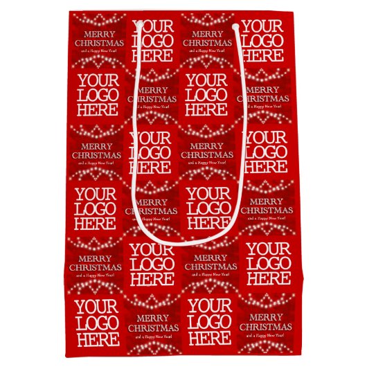 ビジネスのロゴメリークリスマスとハッピーニューイヤー ミディアムペーパーバッグ (裏面)