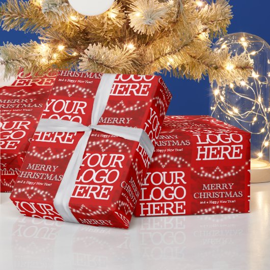 ビジネスのロゴメリークリスマスとハッピーニューイヤー ラッピングペーパー (クリスマス)