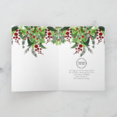 ビジネスのロゴレッドベリー緑のクリスマス シーズンカード (内部)