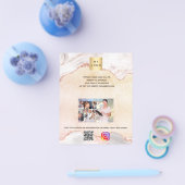 ビジネスのロゴ写真qrコードをインストールしたアゲート大理石 チラシ (シングル)