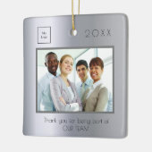 ビジネスのロゴ感謝してい写真あなた銀賞 セラミックオーナメント (左)