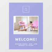 ビジネスのロゴ紫ラベンダー写真へようこそ ウィンドウサイン (シート)