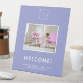 ビジネスのロゴ紫ラベンダー写真へようこそ 台座サイン (インサイチュ)