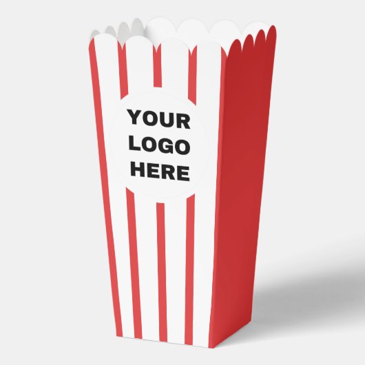 ビジネスのロゴ赤と白の映画ストライプのポップコーン フェイバーボックス (裏面)