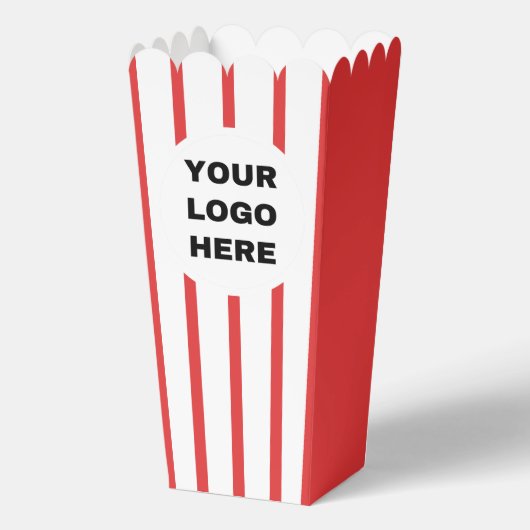 ビジネスのロゴ赤と白の映画ストライプのポップコーン フェイバーボックス (正面)