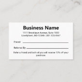 ビジネスのロゴ黒と白の友人を参照 紹介カード (裏面)