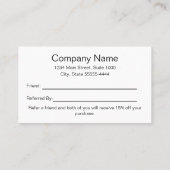 ビジネスのロゴ黒と白の友人を参照 紹介カード (裏面)