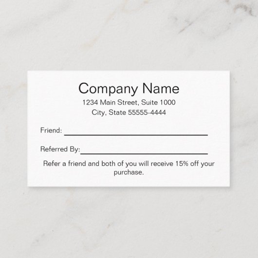 ビジネスのロゴ黒と白の友人を参照 紹介カード (裏面)