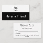 ビジネスのロゴ黒と白の友人を参照 紹介カード (正面/裏面)