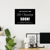 ビジネスの再開が間もなく黒 ポスター (ホームオフィス)