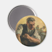 ビジネスの古風な建築家と建物の青写真 マグネット (正面/裏面)