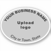 ビジネスの場所グレー楕円形ビニールステッカー シール (正面)