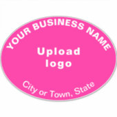 ビジネスの場所ピンクの大きな楕円形のビニール シール (正面)
