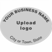 ビジネスの場所 – 灰色の大きな楕円形のビニール シール (正面)
