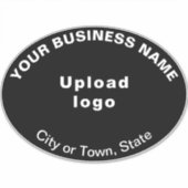 ビジネスの場所 – 黒い大きな楕円形のビニール シール (正面)