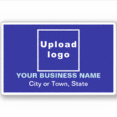 ビジネスの場所Blue Rectangleビニールステッカー シール (正面)