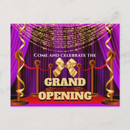 ビジネスの大きな開き紫色の金ゴールド赤色VIPパーティー 案内ポストカード (正面)