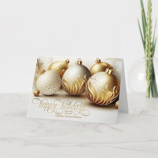 ビジネスの季節の金ゴールドとホワイトハッピー シーズンカード (正面)