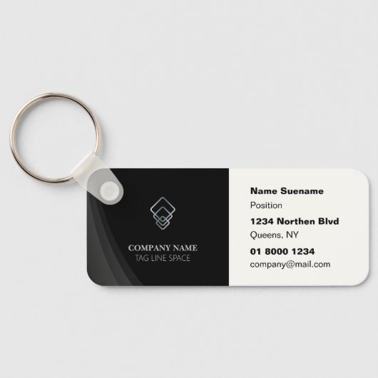 ビジネスの宣伝ブラック キーホルダー (裏面)