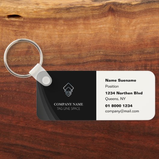 ビジネスの宣伝ブラック キーホルダー (裏面)