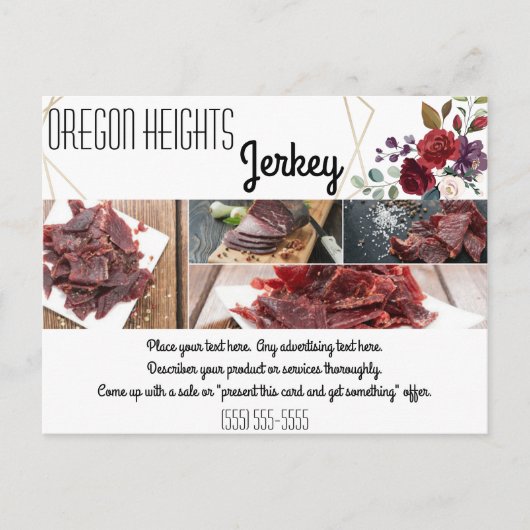 ビジネスの広告カードホワイトローゼス金ゴールドジオメトリ ポストカード (正面)