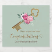 ビジネスの新しいホームおめでとうございます |実在財産 スパークリングワインラベル (シングルラベル)