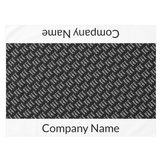 ビジネスの白黒ロゴパターンの会社名 テーブルクロス (正面(横))