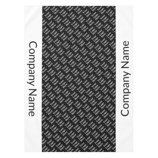 ビジネスの白黒ロゴパターンの会社名 テーブルクロス (正面)