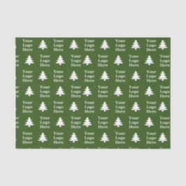 ビジネスの緑と白のクリスマスツリーあなたのロゴ 薄葉紙