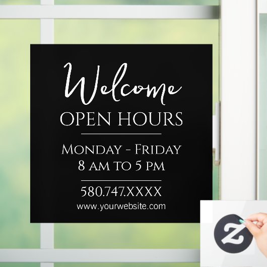 ビジネスの開始と営業時間 ウィンドウサイン (ホーム)