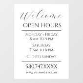 ビジネスの開始と開館時間の白黒 ウィンドウサイン (シート)
