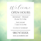 ビジネスの開始と開館時間の白黒 ウィンドウサイン (シート3)