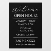 ビジネスの開始と開館時間の白黒 ウィンドウサイン (シート)