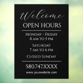 ビジネスの開始と開館時間の白黒 ウィンドウサイン (シート3)