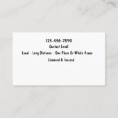 ビジネスはっきりしたカードの移動とトラック 名刺 (裏面)